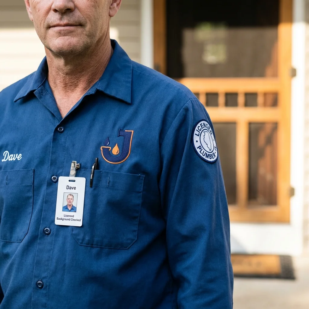 Licensed plumber showing ID badge in Hudson, CO